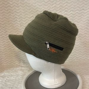 SCREAMER ZIP ROCK BILLED BEANIE CAP ARMY GREEN